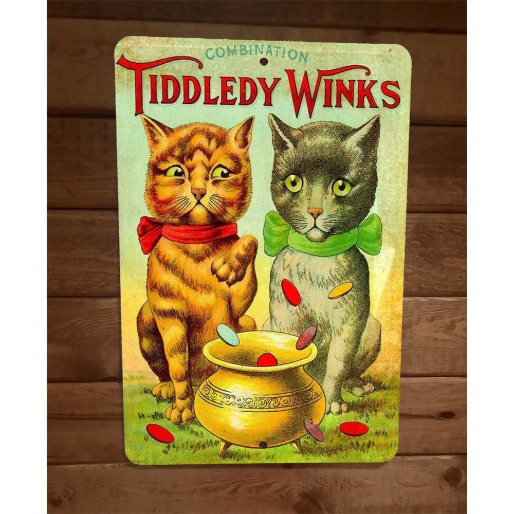 Tiddley Winks Cats 8x12 Metal Wall Sign Animal Poster